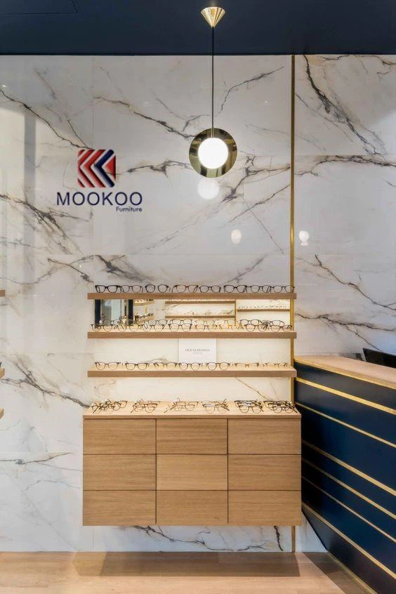 Customized Morden Sunglasses Shop Showcase Eyewear Display Wall Optical Furniture Design