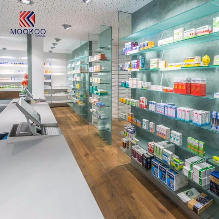 Factory Price Pharmacy Storage Tempered Glass Shelves