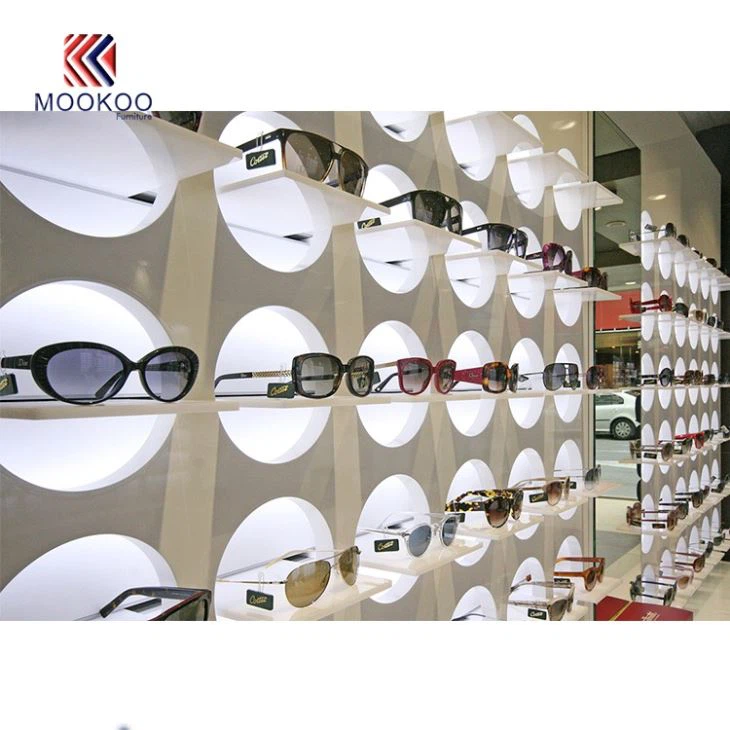 White Mdf Coated Paint Eyewear Glass Sunglasses Cabinet Display Design Furniture