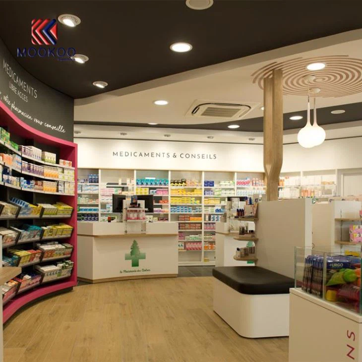 Wooden Pharmacy Shop Display Cabinet